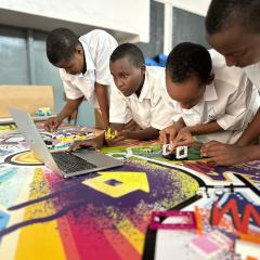 Students at Lycée Norte Dame de Cîteaux assembling mission models